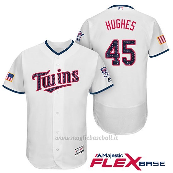 Maglia Baseball Uomo Minnesota Twins 2017 Estrellas y Rayas Phil Hughes Bianco Flex Base
